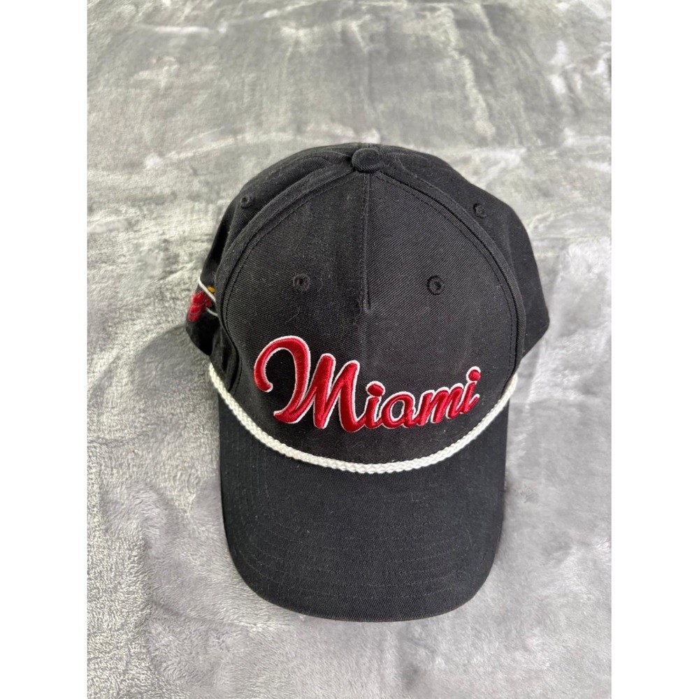 47 Brand Miami Heat NBA Rope Snapback Hat Black Script Logo Adjustable Cap OSFA